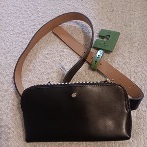 Kate Spade Black Leather Belt and Pouch